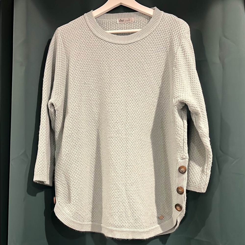Robins Egg Blue Knit Sweater with Button Detail